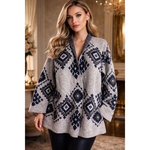 Bartolini Italy Wool Blend Southwestern  Open Cardigan Sweater SZ Medium HYGGE